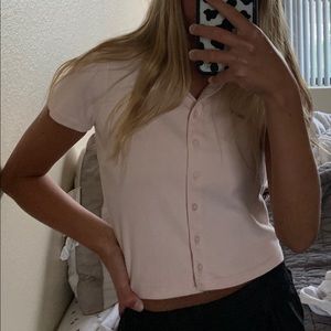 baby pink brandy button up top NWT